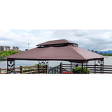 13x10 Ft Patio Double Roof Gazebo Replacement Canopy Top Fabric,Brown W41941991
