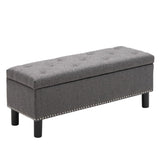 Storage Ottoman Bench Wood Legs, Upholstered Bedroom Bench Button-Tufted, Storage Bench T3593P335743