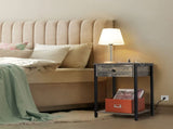 Adult Nightstand End Table with Charging Station, USB Ports, Drawer and Storage Shelf, Gray 91682459