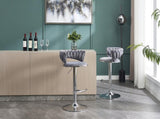 Set of 2 Bar Stools,with Chrome Footrest and Base Swivel Height Adjustable Mechanical Lifting Velvet W1249P247730