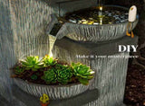 Outsunny 33.5" Outdoor Water, 4-Tier Floor Standing Resin Cascading Bowls Waterfall W2225P485602