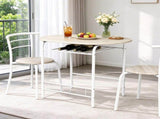 (85x60x76cm) Oak Grain PVC White Paint Breakfast Table and Chair Set Larger Version 97882164