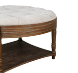 Large Round WaterProof Ottoman Coffee Table 2 Tier Oversized Button Tufted Ottoman with Wooden Shelf W1445P235095
