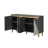 TREXM 60" Retro Buffet Cabinet with Storage, 4-Door Vintage Sideboard Cabinet with Dimensional N715P290575E