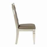 Glamorous Style Side Chairs 2pc Set Acrylic Crystal Tufted Back Upholstered Seat Champagne Finish B01177638