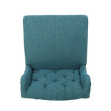 Vienna Contemporary Fabric Tufted Wingback 31 Inch Counter Stools, Set of 2, Teal and Dark Brown 64856.00T