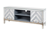 Mirrored TV Stand for 65 inch TV,Sliver TV Console Table with Open Storage & 2 Storage Cabinets ,M W1445P204028