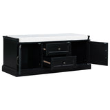 ZNTS TREXM Storage Bench with 2 Drawers and 2 Cabinets, Shoe Bench with Removable Cushion for Living WF288172AAB