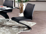 Set of 2 Padded Leatherette Side Chairs in Black and Chrome Finish B016P156602
