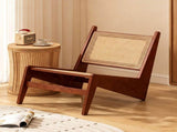 Mid-Century Modern Rattan Accent Lounge Chair, Armless Cane Woven Low Profile Leisure Chair for W3101P555213