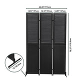 ZNTS 3 Panel Room Divider 6Ft Wood Folding Privacy Screen Black Room Separator Free Standing Wall W1757122143