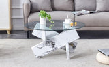 Round glass coffee table, 33.4 "modern design unique coffee table. Tempered glass countertop with GL-W1151P180316