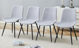 Comfortable Linen-Cotton Dining Chair Set - Four Pieces in Light Gray.Integrated Seat and W1151P230557