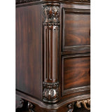 1pc Nightstand Only Traditional Brown Cherry Solid wood 2-Drawers Ball Bearing Metal Glides Brass B011135533