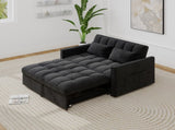 Corduroy Double Sleeper Sofa With Pull-Out Bed, 2 Pillows & Side Storage Pocket 26761074