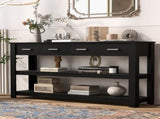 U_Style Stylish Entryway Console Table with 4 Drawers and 2 Shelves, Suitable for Entryways, Living N711P241286B