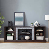 Large Faux Stacked Stone TV Stnad, Desk Storage Rack, Media Console Table with Large Storage W1758P187681