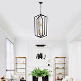 8-Light Lantern Tired Farmhouse Ceiling Hanging Light Black Chandelier Metal Modern Pendant Light W1592P209881