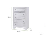 Traditional Style 5 Drawer Chest made with Wood in White color 808857990747