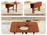 Space-Saving Round Corner Dining Table, Seats 2-4 Natural Wood Tone Foldable Kitchen Table-Walnut 15950201