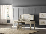Bedroom Contemporary Vanity Set w Foldable Mirror Stool Drawers Silver Color HS00F4079-ID-AHD