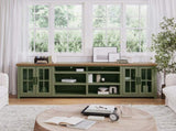 96 inch TV Stand Console for TVs up to 100 inches, No Assembly Requried, Sage Green and Fruitwood B108P160212