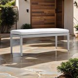 ZNTS Outdoor Patio Aluminum Stationary Bench With Sunbrella Fabric Cushion , Grayish W1886P163416