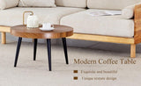 Natural Wood Grain Texture Round Coffee Table - Diameter 23.6 Inches.Exquisite Suction Molding W2920P226078