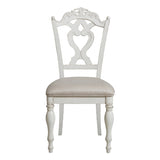 ZNTS Victorian Style Antique White Desk Chair 1pc Upholstered Cushioned Seat Traditional Craving Wooden B011P151480