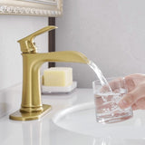 Sink Faucet With Deck Plate Waterfall Nickel Gold with Pop Up Drain and Supply Lines Bathroom W1932P180751