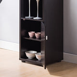 Bar Cabinet, Extended Table Kitchen Cabinet with Wine Bottle Compartment & Open Shelving, Red Cocoa B107130858