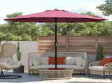 Outdoor 9ft Patio Umbrella with Crank Handle and Push Button Tilt, Outdoor Market Umbrella with 8 12798130