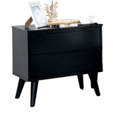 Mid-Century Modern Black Color 1pc Nightstand Bedroom Furniture Solid wood Round Tapered Legs B011P238915