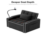 Corduroy Pull-Out Sleeper Chair With Pillow, Brushed Stainless Steel Cup Holder, Phone Stand & Usb 79529233