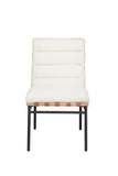 Lahni White Boucle Fabric Set of 2 Dining Chair with Black Iron Legs B061P234546