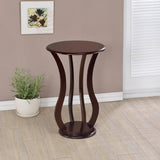 ZNTS Cherry Round Accent Table with Faux Marble Top B062P145502