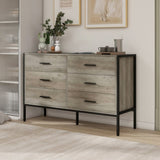 Wood Dresser with 6 Drawers, Wooden Storage Closet for Bedroom, Solid Clothes Cabinet with Sturdy 51437233