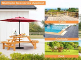 6-Person Outdoor Circular Wooden Picnic Table with 3 Built-In Benches, Outside Table and Bench Set 87268560