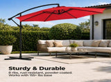 9.8FT Offset Cantilever Patio Umbrella with Crank & 8 Ribs, Easy Tilt Adjustment,UV Protection for 00476324