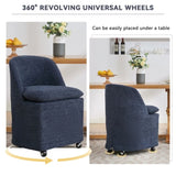 058-Set of 2 Chenille Fabric Dining Chairs With Universal Wheels,Blue W527P242553