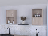 White Oak 2 Bathroom Medicine Cabinets with Open Shelf B062P175074