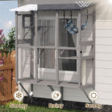 Large Walk-in Outdoor Catio for Cats Window Cat Enclosure with Roof, 3 Access Doors, Multi-Cat W2831P314292