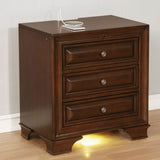 3 Drawers Nightstand with USB and Power Outlet, Brown Cherry B016P355925