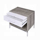 1 Drawer Nightstand with Open Shelf, Weathered Gray Oak and White B016P256492