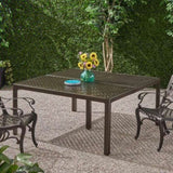Outdoor Modern Aluminum Dining Table with Woven Accents, Gloss Black 65144.00BZE