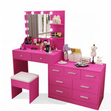 Barbie pink particleboard with a textured melamine finish, 9 drawers, 2 shelves, desktop storage, 60986650
