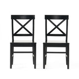 ZNTS Roshan Farmhouse Acacia Wood Dining Chairs, Black 62888.00BLK