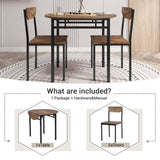 TOPMAX Modern 3-Piece Round Dining Table Set with Drop Leaf and 2 Chairs for Small Places,Black WF290234AAB