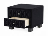 Elegant Velvet Nightstand with 2 Drawers and Crystal Handle, Storage Bedside Table with 94999948