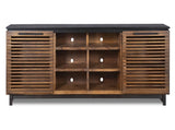 85 inch TV Stand Console for TVs up to 95 inches, No Assembly Required, Black with Bourbon Finish B108P160163